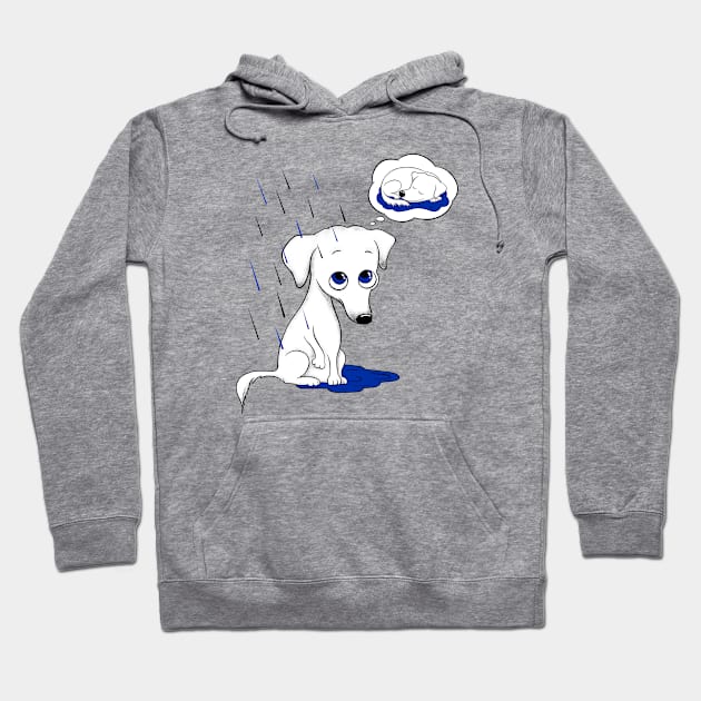 cute dog in the rain wants to go home Hoodie by IriSev